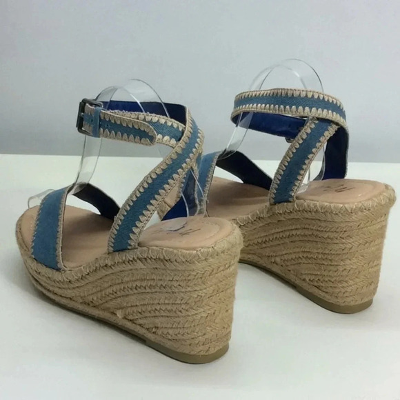 Matisse Blue Denim Wedge Platform Espadrilles - Picture 6 of 11